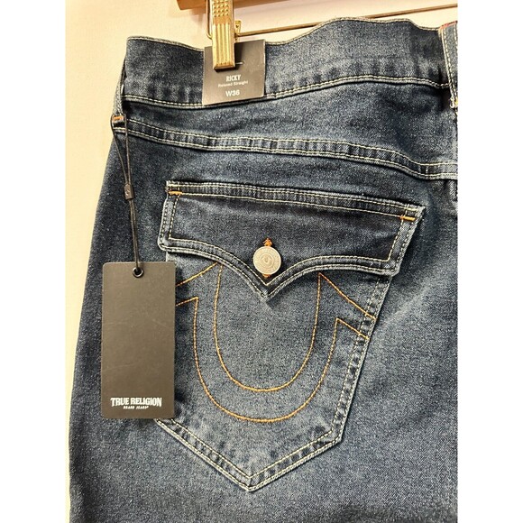 NWT $119 TRUE RELIGION MEN'S SHORTS JEAN SHORTS 36 RICKY SLAP - Picture 13 of 14